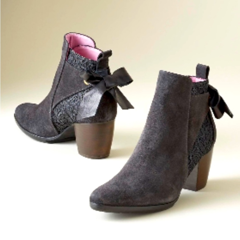 NWT Sundance Leather and Lace Gray/Black Boots size 38 (7.5)